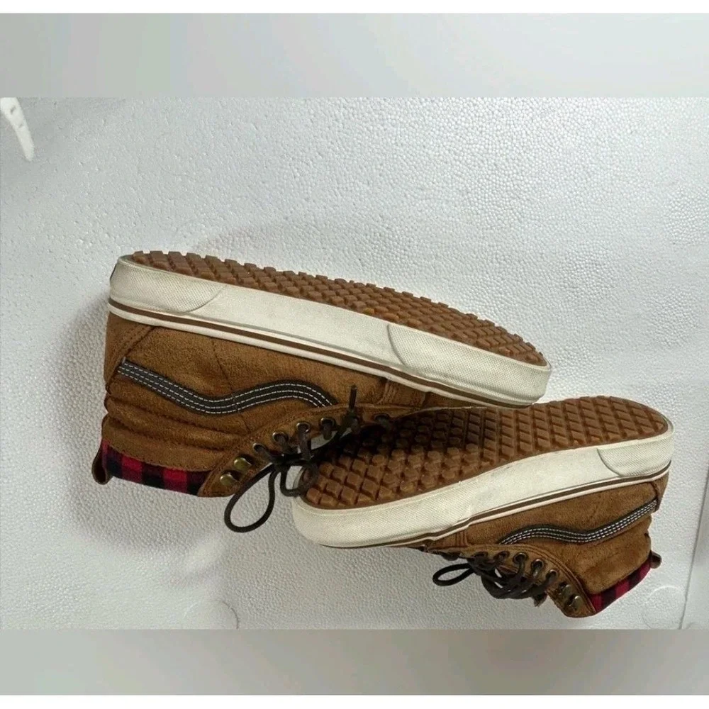 Vans Sk8-Hi MTE Brown Suede Plaid Lining Scotchgard Sneakers Men 6.5 Women 8